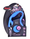 Smycz flexi automatyczna New Classic M linka 8 m - dla psa do 20 kg, kolor niebieski