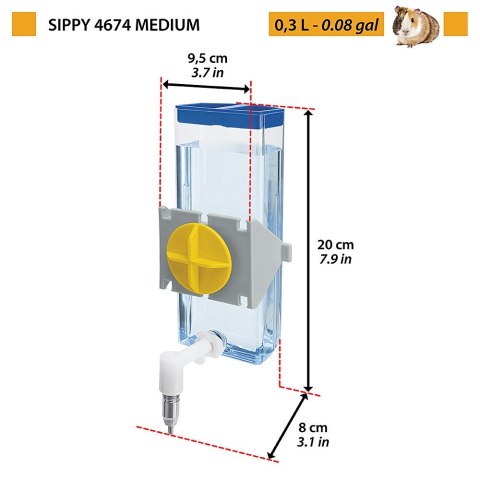 FERPLAST SIPPY 4674 MEDIUM - pojnik automatyczny dla gryzoni - 300 ml FERPLAST SIPPY 4674 MEDIUM - pojnik automatyczny dla gryzoni - 300 ml