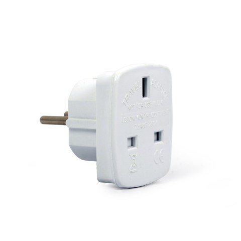 Adapter GEMBIRD A-AC-UKEU-001 (Angielski F - PL (10A) M; kolor biały) Adapter GEMBIRD A-AC-UKEU-001 (Angielski F - PL (10A) M; kolor biały)
