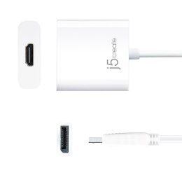 Adapter j5create DisplayPort to HDMI Adapter (DisplayPort m - HDMI f 9cm; kolor biały) JDA154-N