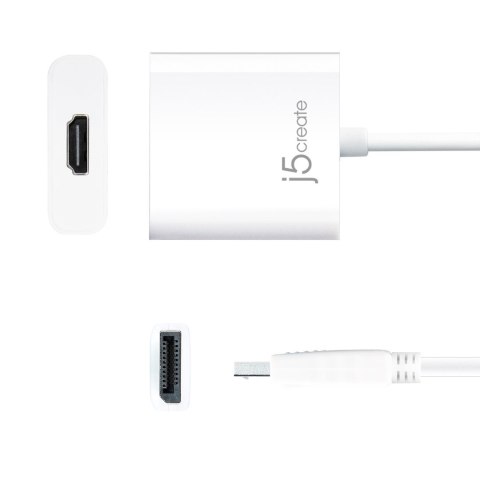 Adapter j5create DisplayPort to HDMI Adapter (DisplayPort m - HDMI f 9cm; kolor biały) JDA154-N Adapter j5create DisplayPort to HDMI Adapter (DisplayPort m - HDMI f 9cm; kolor biały) JDA154-N