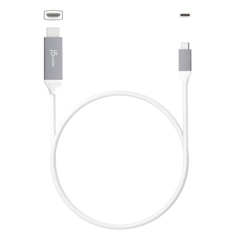 Adapter j5create USB-C to 4K HDMI Cable (USB-C m - 4K HDMI m 1,8m; kolor biało srebrny) JCC153G-N Adapter j5create USB-C to 4K HDMI Cable (USB-C m - 4K HDMI m 1,8m; kolor biało srebrny) JCC153G-N