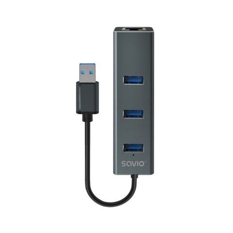 SAVIO AK-58 3-PORTOWY HUB USB-A Z ADAPTEREM RJ-45 SAVIO AK-58 3-PORTOWY HUB USB-A Z ADAPTEREM RJ-45