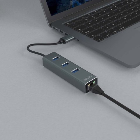 SAVIO AK-58 3-PORTOWY HUB USB-A Z ADAPTEREM RJ-45 SAVIO AK-58 3-PORTOWY HUB USB-A Z ADAPTEREM RJ-45