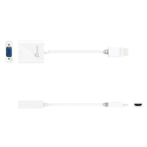 Adapter j5create HDMI to VGA Adapter (HDMI m - VGA f 3.5mm Audio f 10cm; kolor biały) JDA213-N Adapter j5create HDMI to VGA Adapter (HDMI m - VGA f 3.5mm Audio f 10cm; kolor biały) JDA213-N