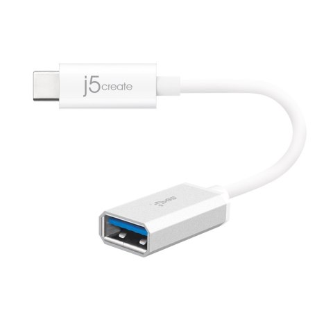 Adapter j5create USB-C 3.1 to Type-A Adapter (USB-C m - USB3.1 f 10cm; kolor biały) JUCX05-N Adapter j5create USB-C 3.1 to Type-A Adapter (USB-C m - USB3.1 f 10cm; kolor biały) JUCX05-N