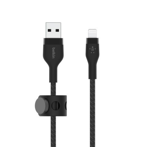 BELKIN CABLE USB TO LTG BRAIDED SILICONE 1M CZARNY BELKIN CABLE USB TO LTG BRAIDED SILICONE 1M CZARNY