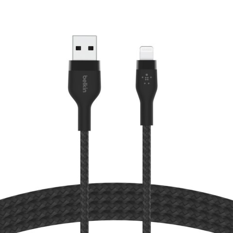 BELKIN CABLE USB TO LTG BRAIDED SILICONE 1M CZARNY BELKIN CABLE USB TO LTG BRAIDED SILICONE 1M CZARNY