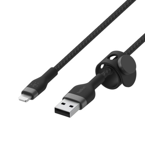 BELKIN CABLE USB TO LTG BRAIDED SILICONE 1M CZARNY BELKIN CABLE USB TO LTG BRAIDED SILICONE 1M CZARNY
