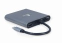 GEMBIRD MULTI ADAPTER USB TYP-C 6 W 1 (HUB3.1 + HDMI + VGA + PD + CZYTNIK KART + DŹWIĘK STEREO), SZARY