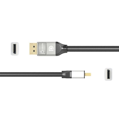 Kabel j5create 4K DisplayPort Cable (DisplayPort M - DisplayPort M; 1,8m; kolor czarny) JDC42-N Kabel j5create 4K DisplayPort Cable (DisplayPort M - DisplayPort M; 1,8m; kolor czarny) JDC42-N