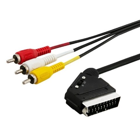 Kabel męski SAVIO CL-133 (SCART M - RCA x 3 M; 2m; kolor czarny)