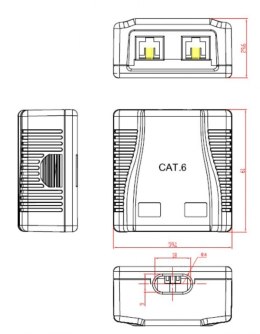 GEMBIRD GNIAZDO NATYNKOWE EKRANOWANE 2XRJ45 KAT. 6