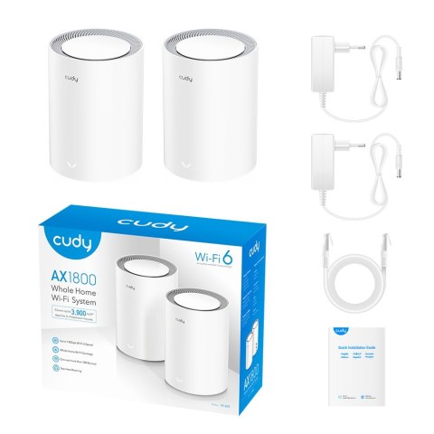 Access Point CUDY M1800(2-Pack) AX1800 Dual Band Wi-Fi 2x Gigabit Mesh Access Point CUDY M1800(2-Pack) AX1800 Dual Band Wi-Fi 2x Gigabit Mesh