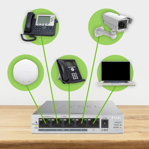 Switch PoE ZyXEL GS1005HP-EU0101F (5x 10/100/1000Mbps) Switch PoE ZyXEL GS1005HP-EU0101F (5x 10/100/1000Mbps)