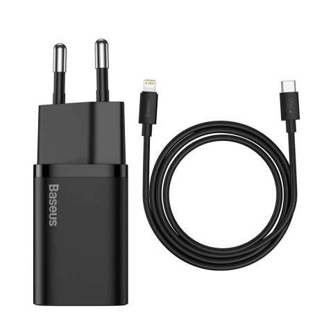 BASEUS ŁADOWARKA SIECIOWA Z KABLEM USB-C DO LIGHTNING 1M 20W TZCCSUP-B01 CZARNY BASEUS ŁADOWARKA SIECIOWA Z KABLEM USB-C DO LIGHTNING 1M 20W TZCCSUP-B01 CZARNY