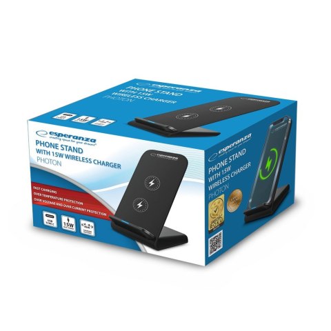ESPERANZA PODSTAWKA POD TELEFON Z ŁADOWARKĄ BEZPRZEWODOWĄ 15W PHOTON EZC101 ESPERANZA PODSTAWKA POD TELEFON Z ŁADOWARKĄ BEZPRZEWODOWĄ 15W PHOTON EZC101