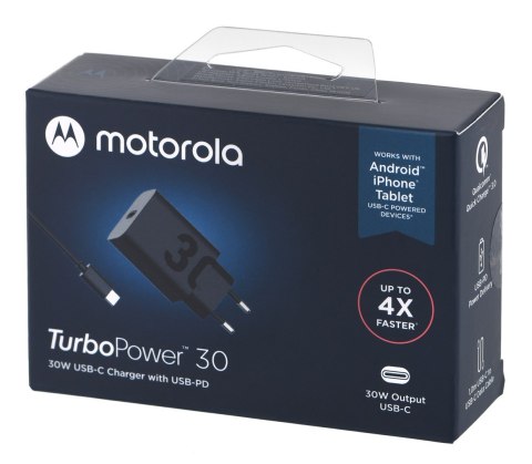 Motorola Charger TurboPower 30W USB-C w/ 1m C-C cable, Black Motorola Charger TurboPower 30W USB-C w/ 1m C-C cable, Black