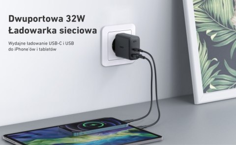 AUEKY PA-F3S ŁADOWARKA SIECIOWA 32W 2XUSB-C PD 3.0 AUEKY PA-F3S ŁADOWARKA SIECIOWA 32W 2XUSB-C PD 3.0