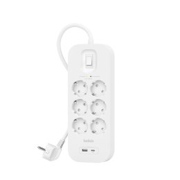 BELKIN LISTWA ZASILAJĄCA 6-PORTS + 1XUSB-A/C 650J