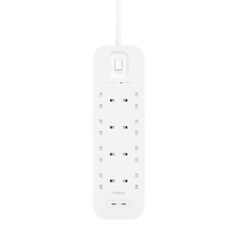 BELKIN LISTWA ZASILAJĄCA 8-PORT + 2XUSB-C,30W 900J BELKIN LISTWA ZASILAJĄCA 8-PORT + 2XUSB-C,30W 900J