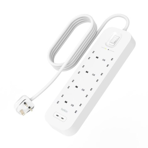 BELKIN LISTWA ZASILAJĄCA 8-PORT + 2XUSB-C,30W 900J BELKIN LISTWA ZASILAJĄCA 8-PORT + 2XUSB-C,30W 900J