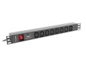 LANBERG LISTWA ZASILAJĄCA RACK 19" PDU PDU-08I-0200-C20-BK (1U, 16A, 8X IEC C13, 2M, WTYK C20)