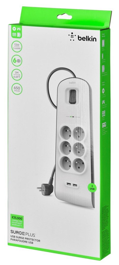 Listwa zasilająca Belkin BSV604CA2M Listwa zasilająca Belkin BSV604CA2M