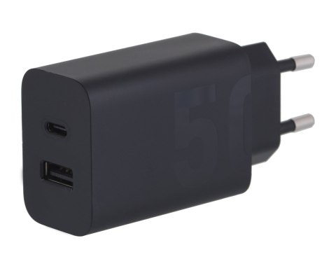 Motorola Charger TurboPower 50W Duo USB-C + USB-A w/ USB-C cable, Black Motorola Charger TurboPower 50W Duo USB-C + USB-A w/ USB-C cable, Black