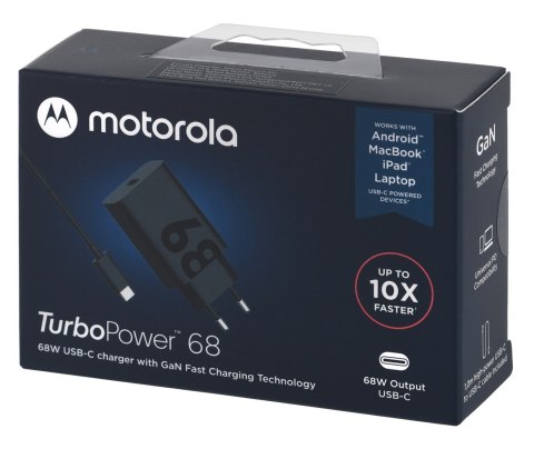 Motorola Charger TurboPower 68 GaN w/ 6.5A USB-C cable, Black Motorola Charger TurboPower 68 GaN w/ 6.5A USB-C cable, Black