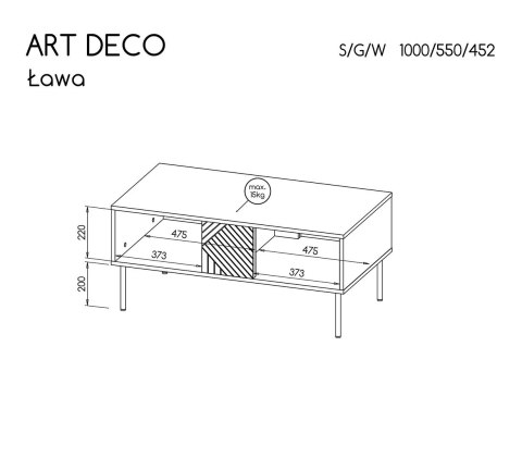 Ława ART DECO 100x55x45,2 orzech Ława ART DECO 100x55x45,2 orzech