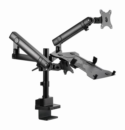 GEMBIRD BIURKOWE REGULOWANE RAMIĘ/UCHWYT NA 2 MONITORY + PÓŁKA NA NOTEBOOKA 17-32, VESA 100X100MM, DO 8 KG GEMBIRD BIURKOWE REGULOWANE RAMIĘ/UCHWYT NA 2 MONITORY + PÓŁKA NA NOTEBOOKA 17-32, VESA 100X100MM, DO 8 KG