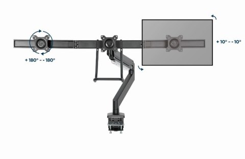 GEMBIRD BIURKOWE REGULOWANE RAMIĘ/UCHWYT NA 3 MONITORY 17-27, VESA 100X100MM, DO 6 KG GEMBIRD BIURKOWE REGULOWANE RAMIĘ/UCHWYT NA 3 MONITORY 17-27, VESA 100X100MM, DO 6 KG