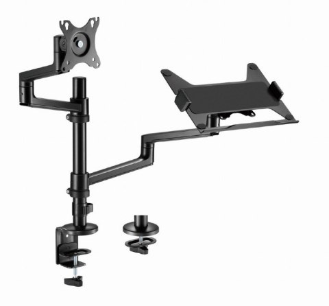 GEMBIRD BIURKOWE REGULOWANE RAMIĘ/UCHWYT NA MONITOR + PODSTAWKA NA NOTEBOOKA 17-32, VESA 100X100MM, DO 8 KG GEMBIRD BIURKOWE REGULOWANE RAMIĘ/UCHWYT NA MONITOR + PODSTAWKA NA NOTEBOOKA 17-32, VESA 100X100MM, DO 8 KG