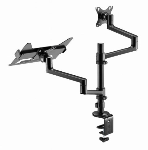GEMBIRD BIURKOWE REGULOWANE RAMIĘ/UCHWYT NA MONITOR + PODSTAWKA NA NOTEBOOKA 17-32, VESA 100X100MM, DO 8 KG GEMBIRD BIURKOWE REGULOWANE RAMIĘ/UCHWYT NA MONITOR + PODSTAWKA NA NOTEBOOKA 17-32, VESA 100X100MM, DO 8 KG
