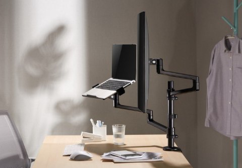 GEMBIRD BIURKOWE REGULOWANE RAMIĘ/UCHWYT NA MONITOR + PODSTAWKA NA NOTEBOOKA 17-32, VESA 100X100MM, DO 8 KG GEMBIRD BIURKOWE REGULOWANE RAMIĘ/UCHWYT NA MONITOR + PODSTAWKA NA NOTEBOOKA 17-32, VESA 100X100MM, DO 8 KG