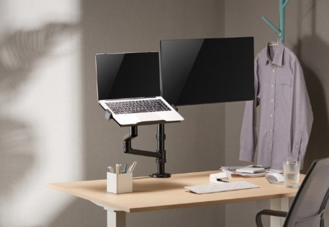 GEMBIRD BIURKOWE REGULOWANE RAMIĘ/UCHWYT NA MONITOR + PODSTAWKA NA NOTEBOOKA 17-32, VESA 100X100MM, DO 8 KG GEMBIRD BIURKOWE REGULOWANE RAMIĘ/UCHWYT NA MONITOR + PODSTAWKA NA NOTEBOOKA 17-32, VESA 100X100MM, DO 8 KG