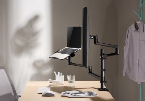 GEMBIRD BIURKOWE REGULOWANE RAMIĘ/UCHWYT NA MONITOR + PODSTAWKA NA NOTEBOOKA 17-32, VESA 100X100MM, DO 8 KG GEMBIRD BIURKOWE REGULOWANE RAMIĘ/UCHWYT NA MONITOR + PODSTAWKA NA NOTEBOOKA 17-32, VESA 100X100MM, DO 8 KG