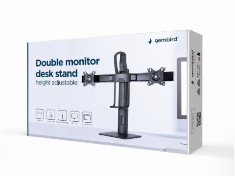 GEMBIRD STOJAK BIURKOWY NA DWA MONITORY Z REGULACJĄ WYSOKOŚCI 17-27, VESA 100X100MM, DO 6 KG GEMBIRD STOJAK BIURKOWY NA DWA MONITORY Z REGULACJĄ WYSOKOŚCI 17-27, VESA 100X100MM, DO 6 KG