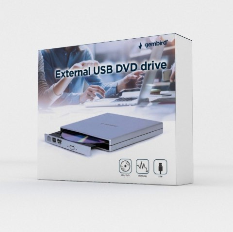 GEMBIRD ZEWNĘTRZNA NAGRYWARKA DVD 8X, CD 24X USB 2.0 SLIM SREBRNA GEMBIRD ZEWNĘTRZNA NAGRYWARKA DVD 8X, CD 24X USB 2.0 SLIM SREBRNA