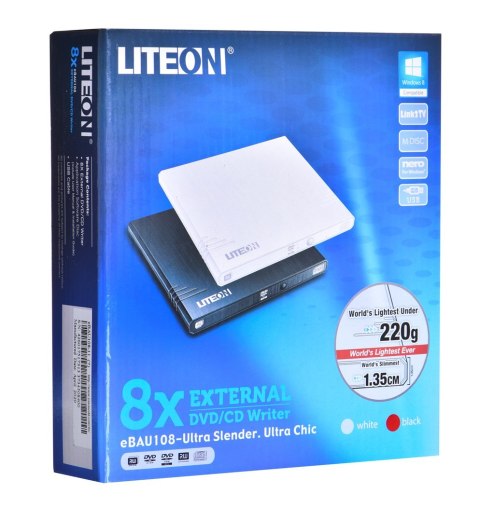 Nagrywarka Liteon eBAU108 eBAU108 WHITE (USB 2.0; zewnętrzna) Nagrywarka Liteon eBAU108 eBAU108 WHITE (USB 2.0; zewnętrzna)