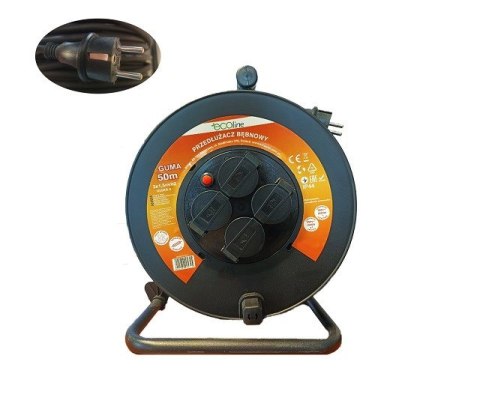 Przedłużacz bębnowy ECOline 50m; 3x1.5mm2; 4 gniazda; HO5RR-F
