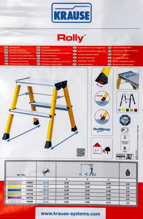 Schodki dwustronne składane aluminiowe Krause Rolly 130037 Schodki dwustronne składane aluminiowe Krause Rolly 130037