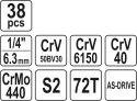 ZESTAW KLUCZY 38 ELEM. XS YT-14471 YATO