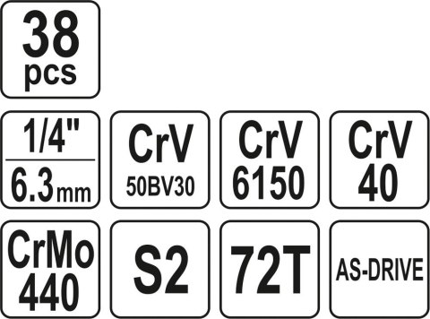 ZESTAW KLUCZY 38 ELEM. XS YT-14471 YATO ZESTAW KLUCZY 38 ELEM. XS YT-14471 YATO