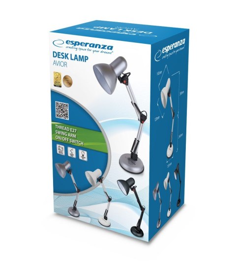 ESPERANZA LAMPKA BIURKOWA E27 AVIOR SREBRNA ELD112S ESPERANZA LAMPKA BIURKOWA E27 AVIOR SREBRNA ELD112S
