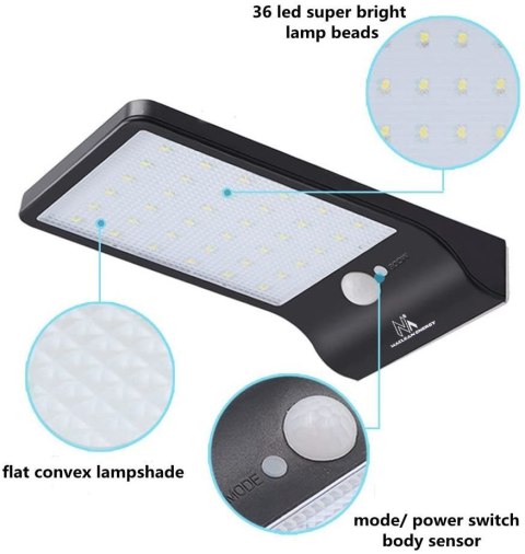 MACLEAN SOLARNA LAMPA LED Z CZUJNIKIEM IP65 MCE444 MACLEAN SOLARNA LAMPA LED Z CZUJNIKIEM IP65 MCE444