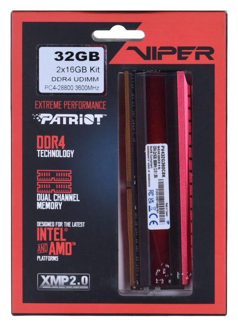 PATRIOT VIPER DDR4 2x16GB 3600MHz CL18 PATRIOT VIPER DDR4 2x16GB 3600MHz CL18