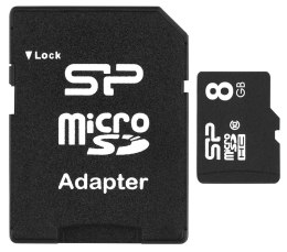 Karta pamięci Silicon Power microSDHC 8GB Class 10 + ADAPTER microSD-SD (SP008GBSTH010V10SP)