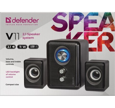 DEFENDER GŁOŚNIKI KOMPUTEROWE V11 2.1 11W USB KONTROLA BASÓW I NISKICH TONÓW 65111 DEFENDER GŁOŚNIKI KOMPUTEROWE V11 2.1 11W USB KONTROLA BASÓW I NISKICH TONÓW 65111